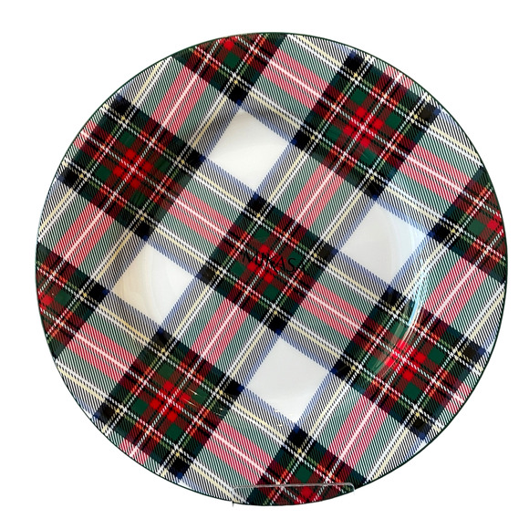 Mikasa Bone China Christmas TARTAN WHITE Salad Plates 9" Set of 4 New - Picture 1 of 15